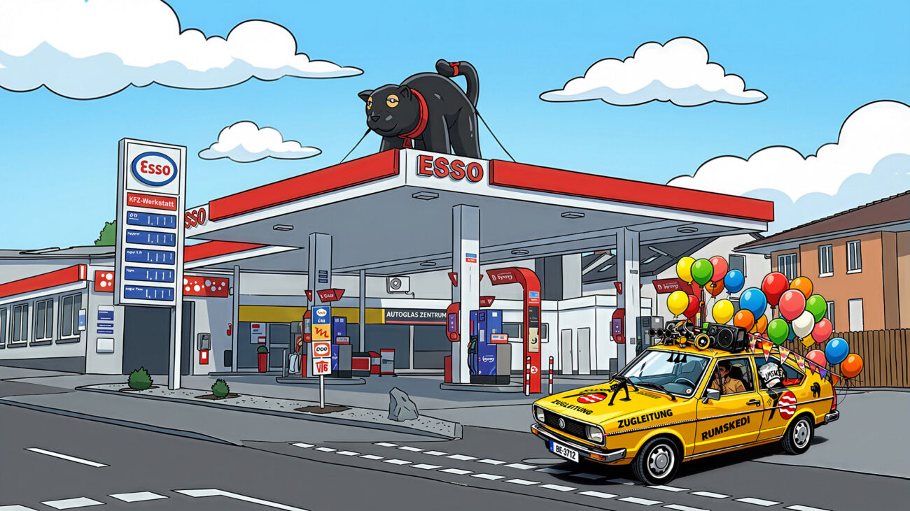 Esso-Niehaus-mit-Auto-CH-Test